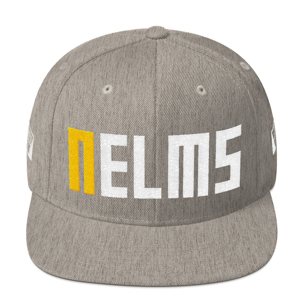 NELMS Yellow/White Design Snapback Hat